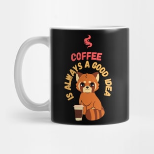 Red Panda Baby Bear Loves Coffee Mug